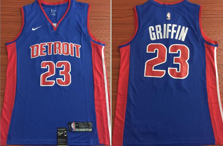 Men Detroit Pistons 23 Griffin Blue Nike Game NBA Jerseys